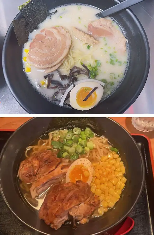 Tonkotsu Ramen dishes menu collage - Springfield, IL